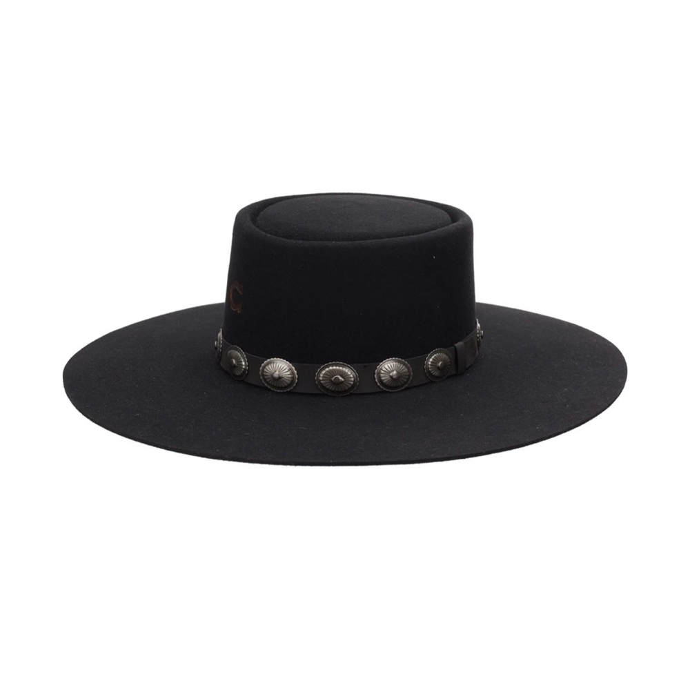 Charlie 1 Horse High Desert Black Wide-Brimmed Hat with Silver Accents